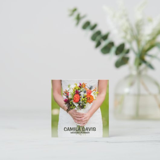 bruiloft Planner Vierkante Visitekaartje (Staand voorkant)
