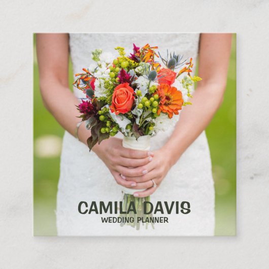 bruiloft Planner Vierkante Visitekaartje (Voorkant)