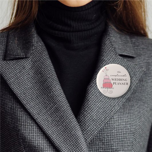 BRUILOFT PLANNER Whimsical Sweet Pink Cake Chique Ronde Button 5,7 Cm