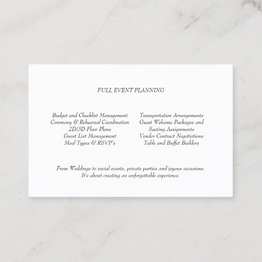 Bruiloft Planner Witte Rozen Roze Harten Sparkle Visitekaartje (Achterkant)