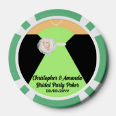 Bruiloft Poker Zwarte Smoking & Salie Groene Jurk Poker Chips (Achterkant)