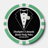Bruiloft Poker Zwarte Smoking & Salie Groene Jurk Poker Chips (Voorkant)