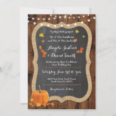 Bruiloft Pompoen Herfst Houten Krijt Feestuitnodig Kaart (Voorkant)