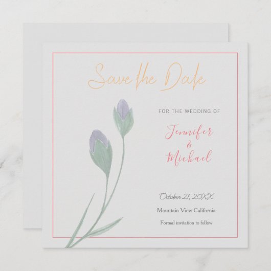 Bruiloft Professioneel Bloem Ontwerp Save the Date Kaart (Voorkant / Achterkant)