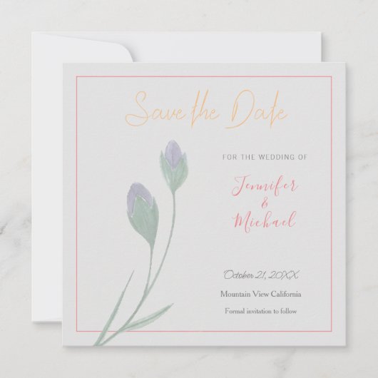 Bruiloft Professioneel Bloem Ontwerp Save the Date Kaart (Voorkant)