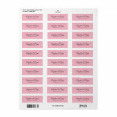 Bruiloft Professioneel Elegant Modern Roze Vlak Etiket (Full Sheet)