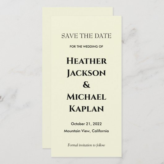 Bruiloft Professioneel Minimalist Bewaar de Datum Save The Date (Voorkant / Achterkant)