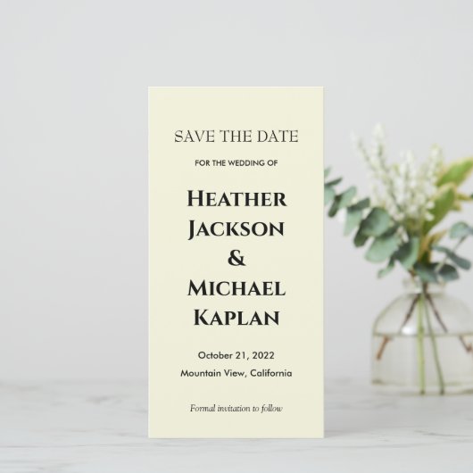 Bruiloft Professioneel Minimalist Bewaar de Datum Save The Date (Staand voorkant)