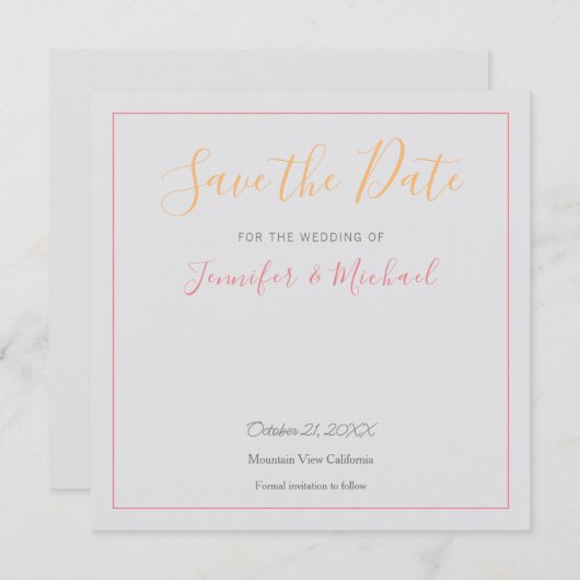 Bruiloft Professioneel Ontwerp Modern Save the Dat Kaart (Voorkant / Achterkant)