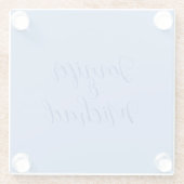 Bruiloft Professionele Klassieke Blauwe Kalligrafi Glazen Onderzetter (Achterkant)