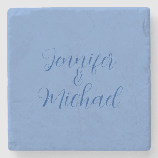 Bruiloft Professionele Klassieke Blauwe Kalligrafi Stenen Onderzetter (Voorkant)