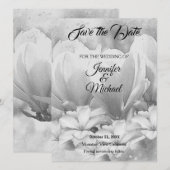 Bruiloft Professionele Klassieke Bloemen Greyscale Save The Date (Voorkant / Achterkant)