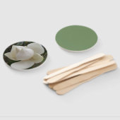 Bruiloft programma fan met witte magnolia bloem handwaaier (Niet-gemonteerd)