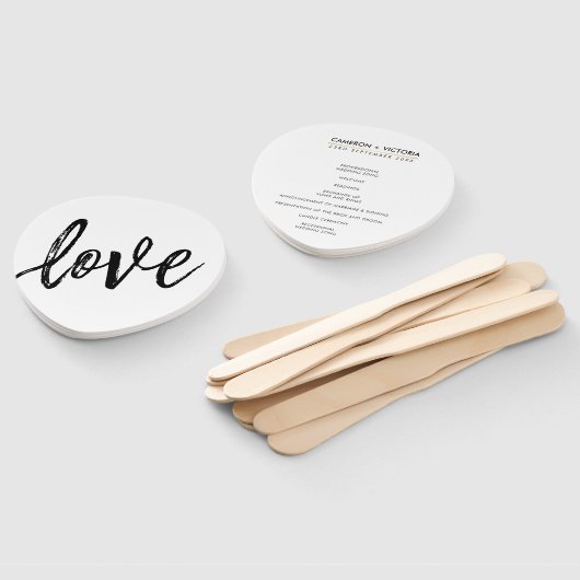 BRUILOFT PROGRAMMA FAN sample hand geletterde lief Handwaaier (Niet-gemonteerd)