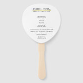 BRUILOFT PROGRAMMA FAN sample hand geletterde lief Handwaaier (Achterkant)