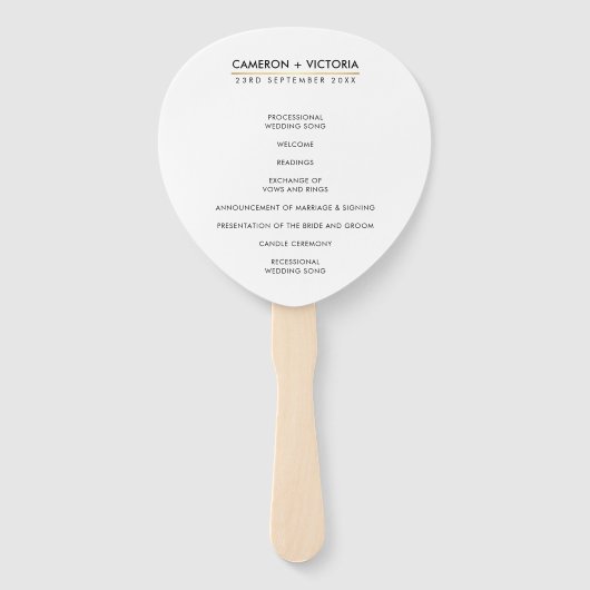 BRUILOFT PROGRAMMA FAN sample hand geletterde lief Handwaaier (Achterkant)