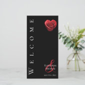 Bruiloft programma-hart vormige rode roos- (Staand voorkant)