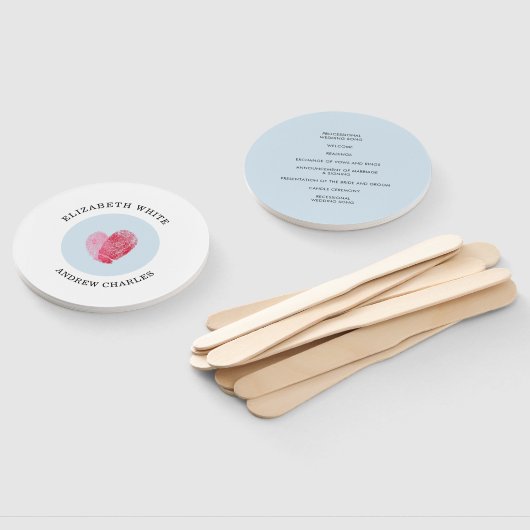 BRUILOFT PROGRAMMA modern schattig vingerafdruk ha Handwaaier (Niet-gemonteerd)