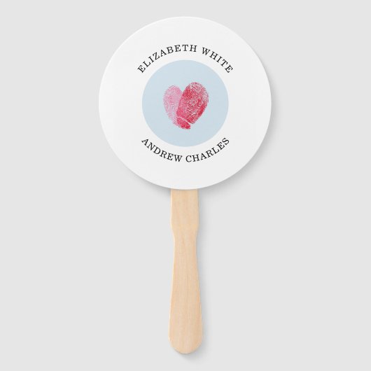 BRUILOFT PROGRAMMA modern schattig vingerafdruk ha Handwaaier (Voorkant)