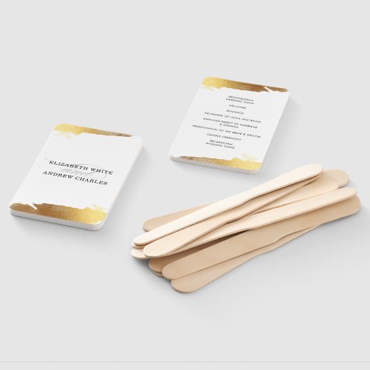 BRUILOFT PROGRAMMA moderne luxe vergulde gouden ra Handwaaier (Niet-gemonteerd)