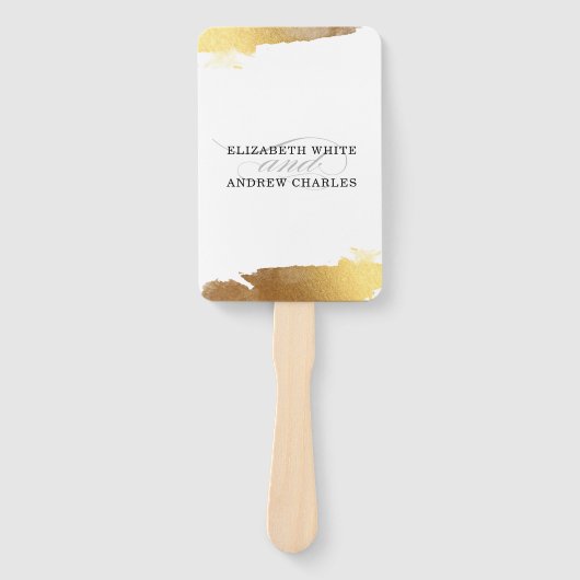 BRUILOFT PROGRAMMA moderne luxe vergulde gouden ra Handwaaier (Voorkant)