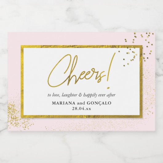 Bruiloft Proost Faux Gouden Folie Glitter Chic Mod Sparkling Wijnetiket (Enkel label)