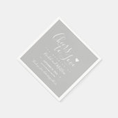 Bruiloft "proost op liefde" Elegant geschreven gri Servet (Hoek)