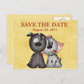Bruiloft Puppies Save the Date Briefkaart (Voorkant / Achterkant)