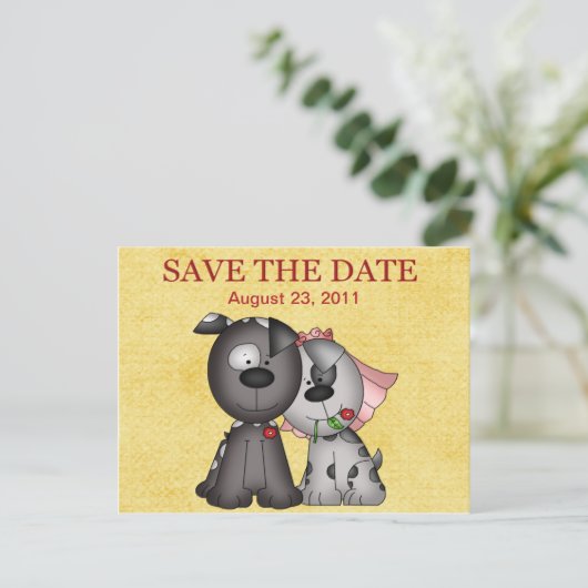 Bruiloft Puppies Save the Date Briefkaart (Staand voorkant)