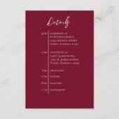 Bruiloft QR-code Bourgondië Eenvoudige tijdlijn Informatiekaartje (Voorkant)