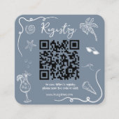 Bruiloft QR-code Cadeau Registratie Strand Doodle Informatiekaartje (Voorkant)