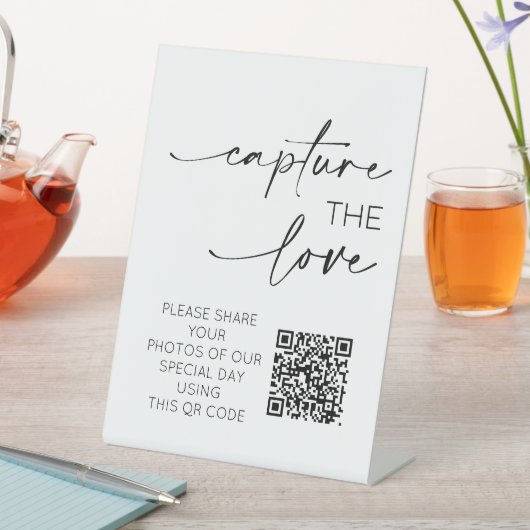 Bruiloft QR Code Foto App Upload Reclamebord Met Voetstuk (Insitu)