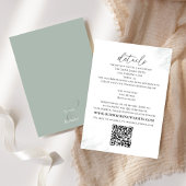 Bruiloft QR Code Groene Details Kalligrafie Informatiekaartje