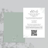 Bruiloft QR Code Groene Details Kalligrafie Informatiekaartje