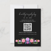 Bruiloft QR-code levendige Mexicaanse bloemrijke f RSVP Kaartje (Voorkant)