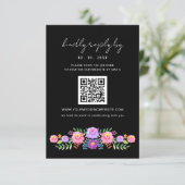 Bruiloft QR-code levendige Mexicaanse bloemrijke f RSVP Kaartje (Staand voorkant)