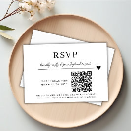 Bruiloft QR Code Moderne Minimalistische RSVP-kaar Kaart