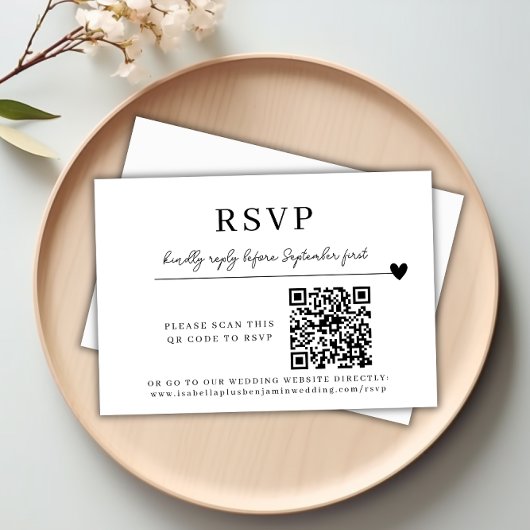 Bruiloft QR Code Moderne Minimalistische RSVP-kaar Kaart