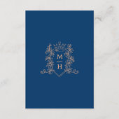Bruiloft QR delen liefde hart kroon monogram blauw Informatiekaartje (Voorkant)