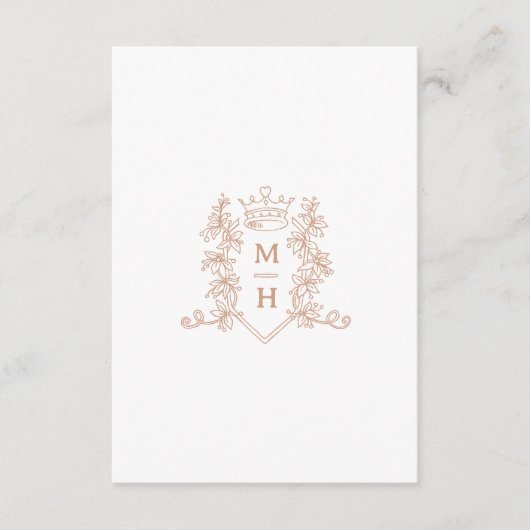 Bruiloft QR delen liefde hart kroon monogram wit Informatiekaartje (Voorkant)