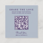 Bruiloft QR delen liefde kroon monogram zilver gri Informatiekaartje (Achterkant)