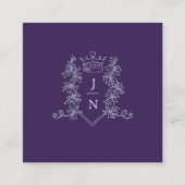 Bruiloft QR delen liefde kroon monogram zilver gri Informatiekaartje (Voorkant)