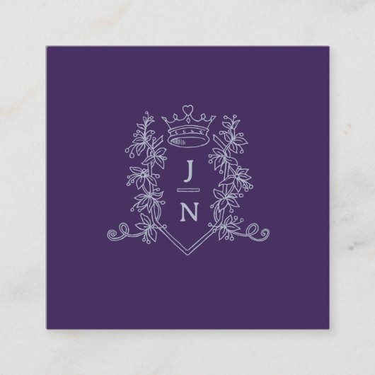 Bruiloft QR delen liefde kroon monogram zilver gri Informatiekaartje (Voorkant)