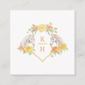 Bruiloft QR delen liefde paarden monogram grijs ko Informatiekaartje (Voorkant)