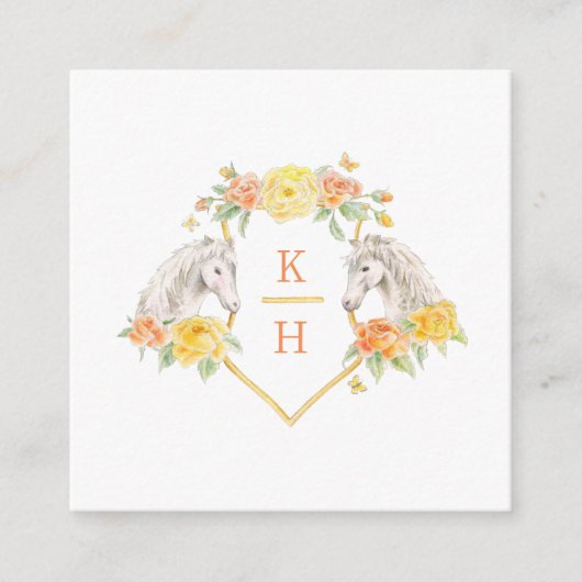 Bruiloft QR delen liefde paarden monogram grijs ko Informatiekaartje (Voorkant)