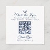 Bruiloft QR foto delen hart ovale bladeren monogra Informatiekaartje (Achterkant)