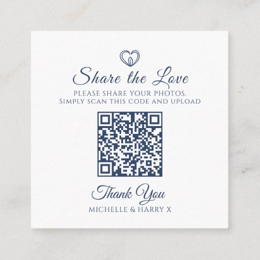 Bruiloft QR foto delen hart ovale bladeren monogra Informatiekaartje (Achterkant)