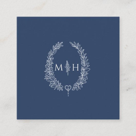 Bruiloft QR foto delen hart ovale bladeren monogra Informatiekaartje (Voorkant)