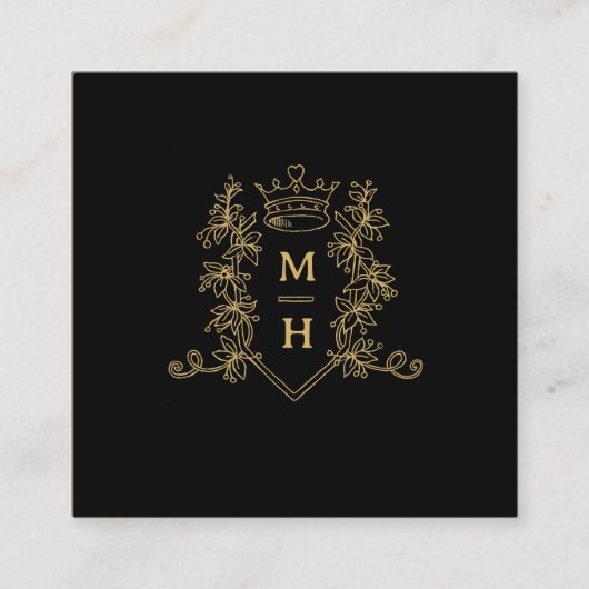 Bruiloft QR foto delen liefde hart kroon monogram Informatiekaartje (Voorkant)