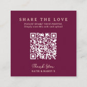 Bruiloft QR foto delen liefde kroon rood monogram Informatiekaartje (Achterkant)